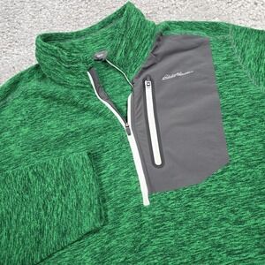 Eddie Bauer Sweater Mens XL Green First Ascent Fleece 1/4 Zip Long Sleeve Hiking